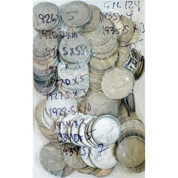 USA; 1926 $1 to 1935, Average VF-EF, lot of 126 coins.