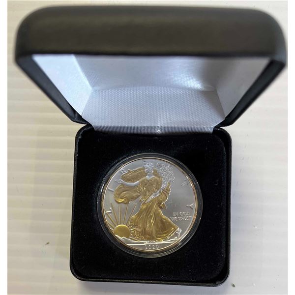 USA; 2020 24K Gold Plated American Silver Eagle with case