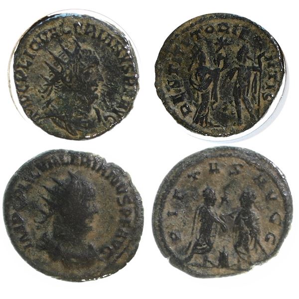 Ancients;  Roman Imperial Valerian I (253-260). Antoninianus - Samosata.  Æ.  Lot of 2 issues.  See 