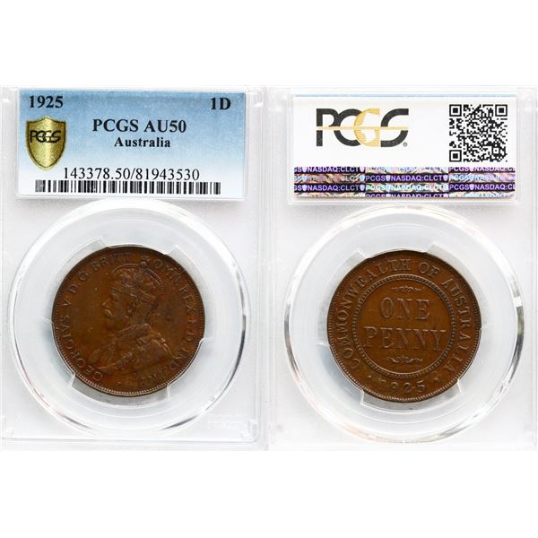 Australia; 1925 1d PCGS AU50