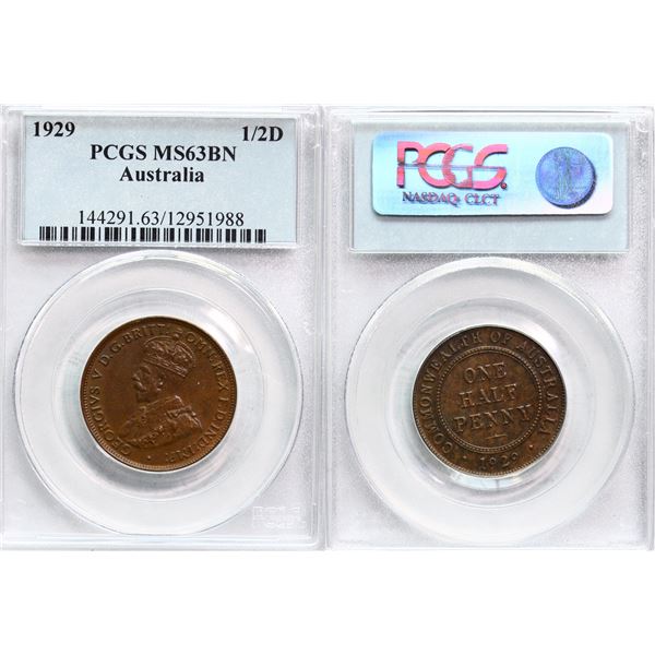 Australia; 1929 1/2d PCGS MS63 BN