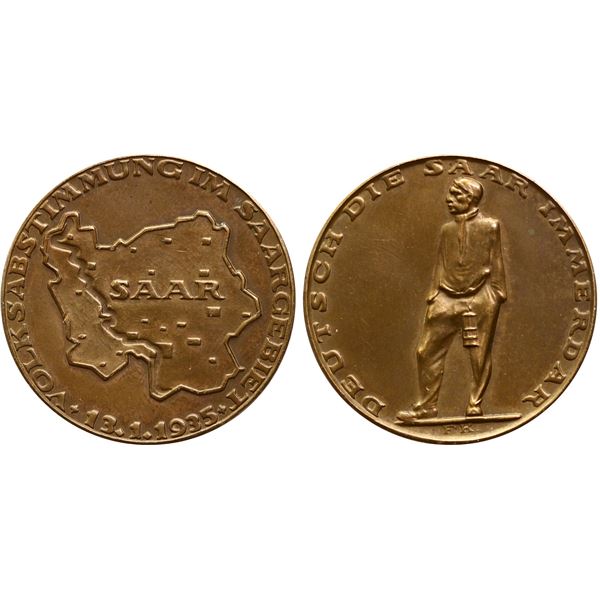 Germany; Medal - Third Reich German Saar Plebiscite Bronze Medal "Deutsh die Saar Immerdar" - Saar i