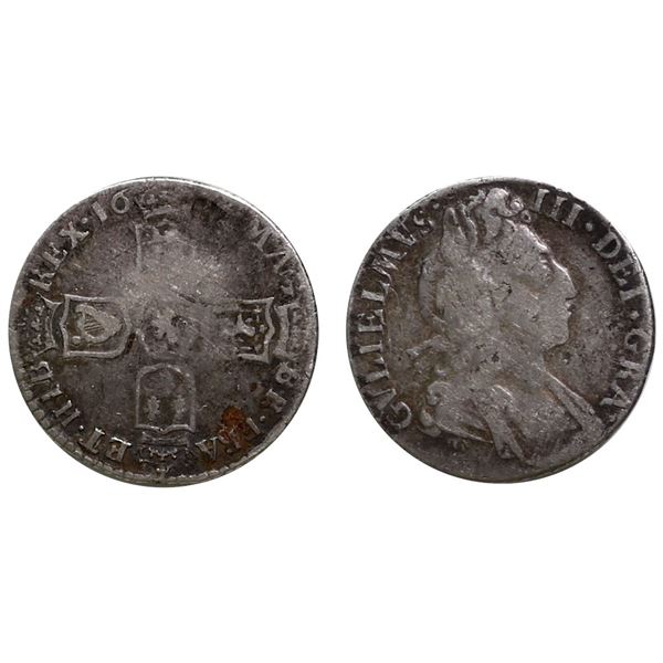 Great Britain 1696-97 ? 6 Pence G-VG William III - L. Harp, 5 crown.