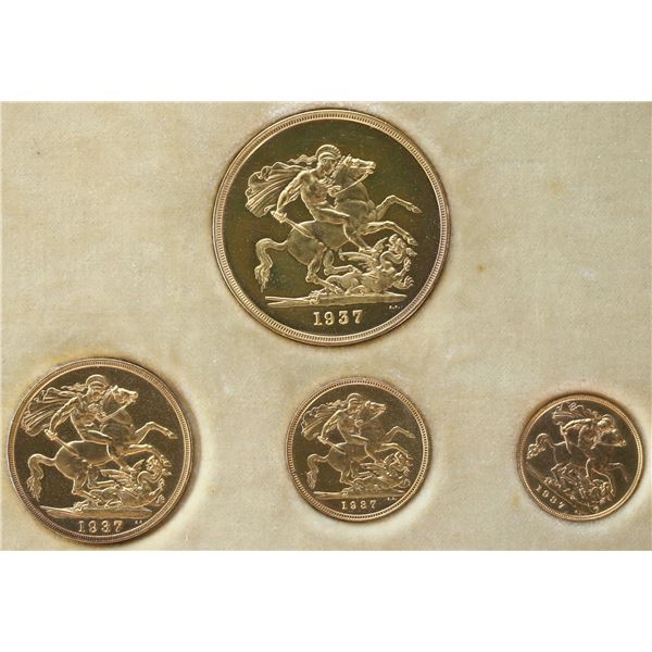 Great Britain;  1937 Gold Sovereign King George VI Proof Set 4-Coins housed in original issue red Bo