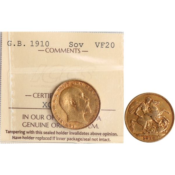 Great Britain; 1910 Sovereign ICCS VF20
