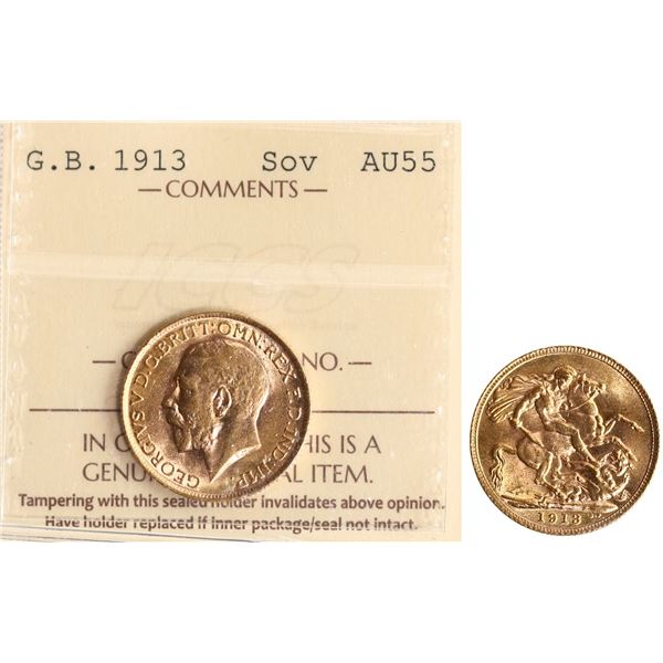 Great Britain; 1913 Sovereign ICCS AU55