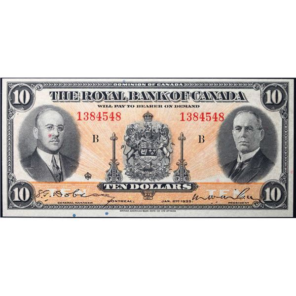 The Royal Bank of Canada 1935 $10 CH-630-18-04A #1384548  LCG Choice Uncirculated-63PPQ