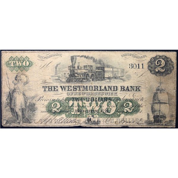 The Westmorland Bank 1861 $2 CH-800-12-04 #3011  LCG Choice Fine-15