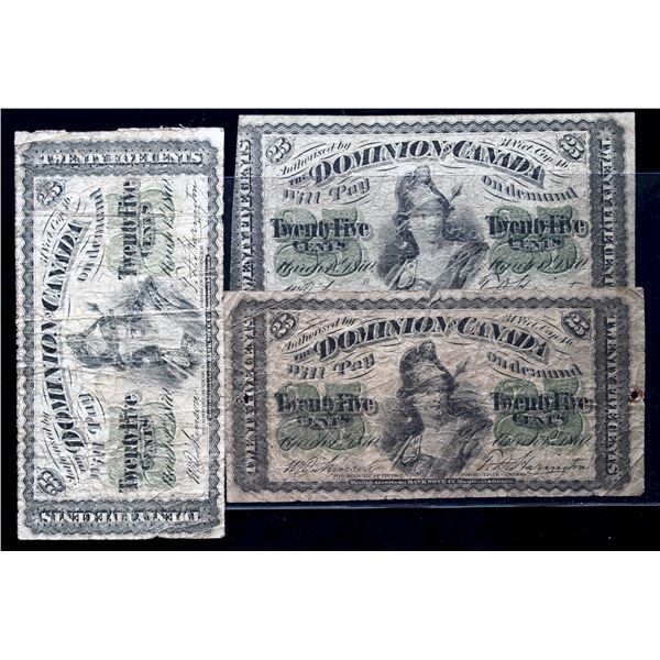 DC-1b cents Shinplaster & DC-1c (2), Good+ to VG/F, Lot of 3 notes.