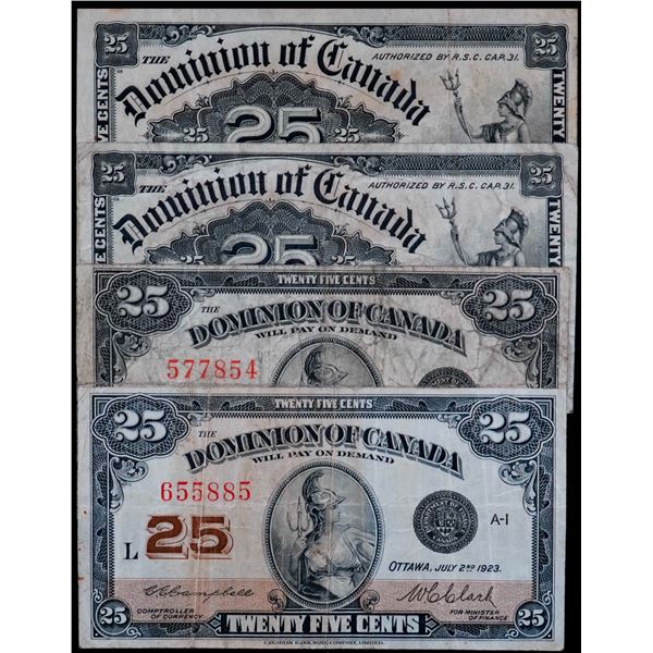 1900-1923 Shinplasters, All 4 notes Fine to Fine+.