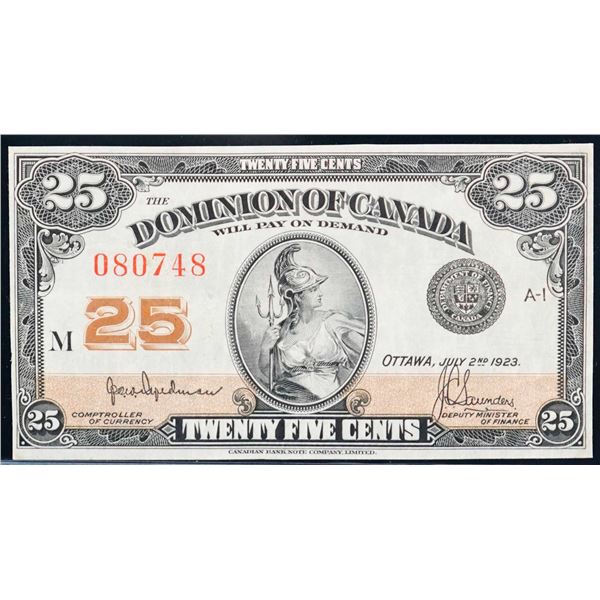 1923 25¢ DC-24b #080748, Crisp about EF example.