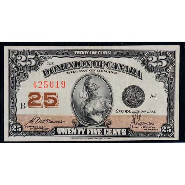 1923 25 Cents - Shinplaster DC-24c #425619 "Letter B - McCavours" Choice VF