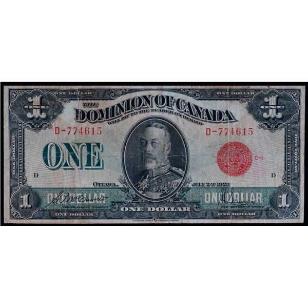 1923 $1 DC-25b #D-774615 "Red Seal" Fine with minor issues.