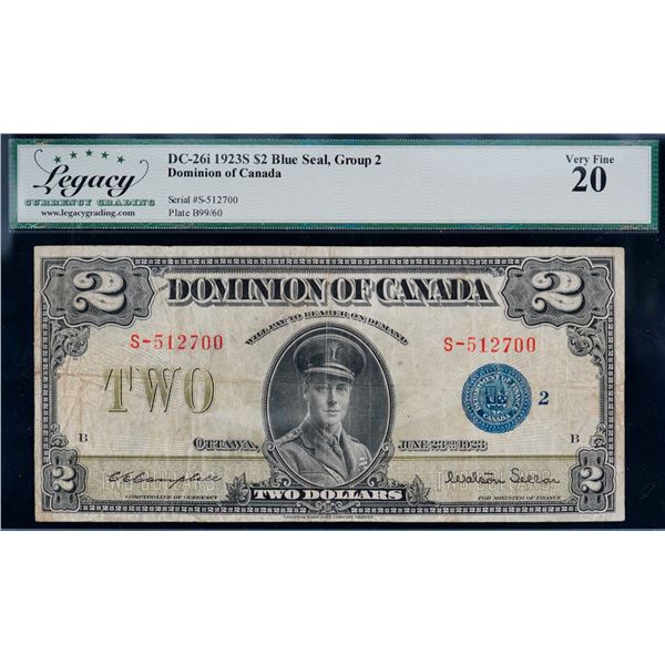 1923 $2 DC-26i #S-512700 LCG Very Fine-20