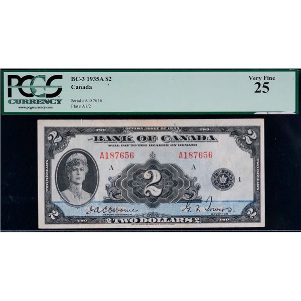 1935 $2 BC-3 #A187656 PCGS Choice Very Fine-25