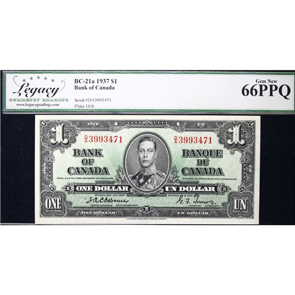 1937 $1 BC-21a #D/A3993471  LCG Superb Gem Uncirculated-66PPQ