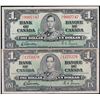 Image 1 : 1937 $1 BC-21c Both F to VF.