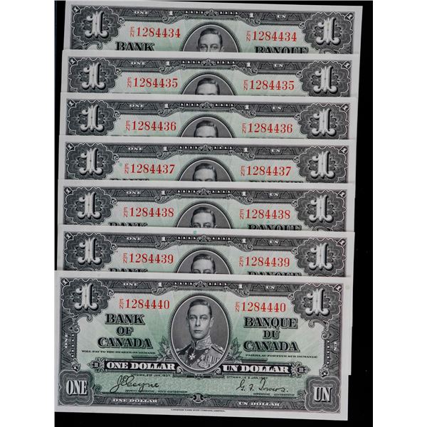 1937 $1 BC-21d #E/N1284434-4445, Lot of 12 consecutive notes.  All Unc to Gem Unc.