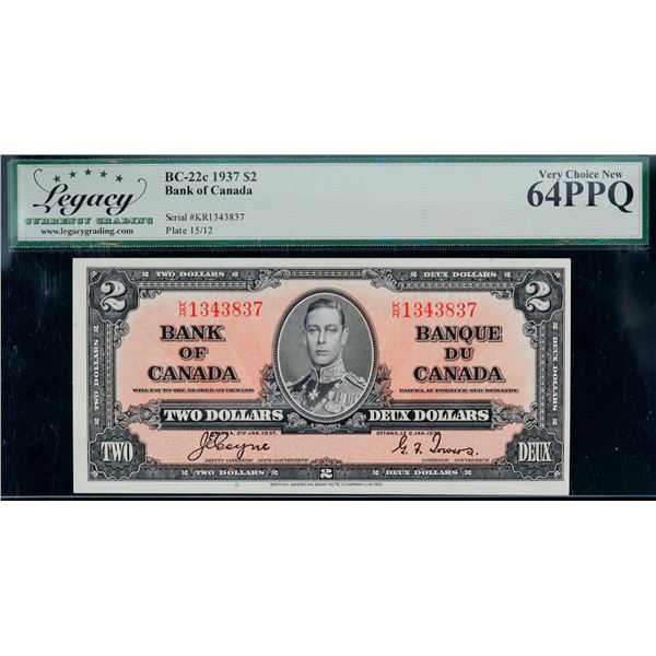 1937 $2 BC-22c #K/R1343837 LCG Very Choice Uncirculated-64PPQ