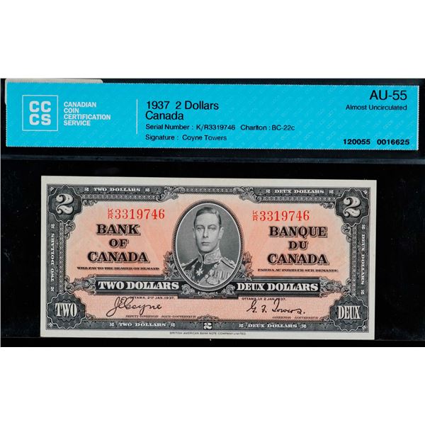 1937 $2 BC-22c #K/R3319746 CCCS Choice About Uncirculated-55