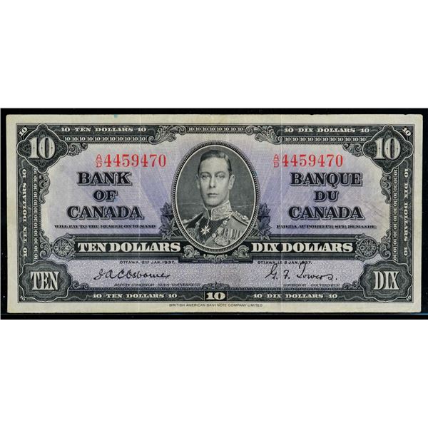 1937 $10 BC-24a #A/D4459470 "Osborne-Towers" VF or better.