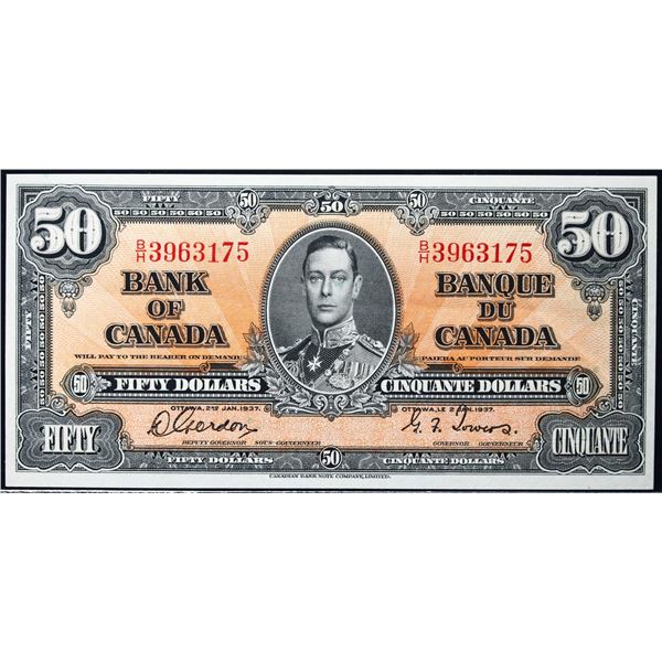 1937 $50 BC-26b #B/H3963175  LCG Choice About Uncirculated-55PPQ