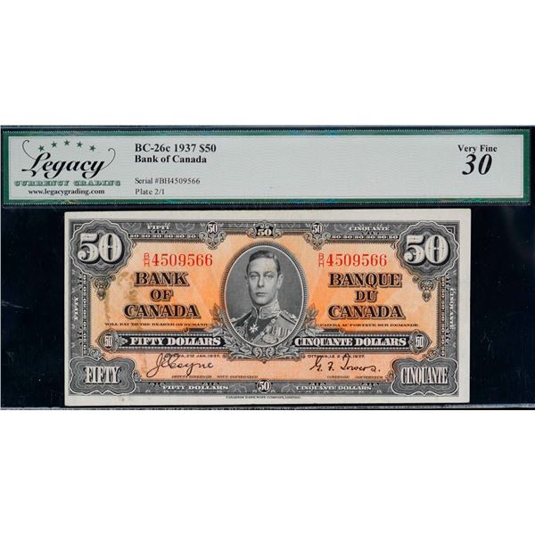 1937 $50 BC-26c #B/H4509566 LCG Choice Very Fine-30, minor stain