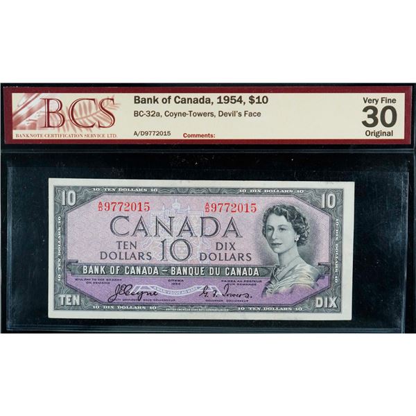 1954 $10 BC-32a #A/D9772015 BCS Choice Very Fine-30 Original