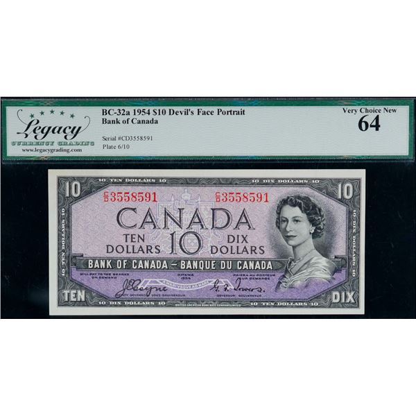 1954 $10 BC-32a #C/D3558591 LCG Very Choice Uncirculated-64