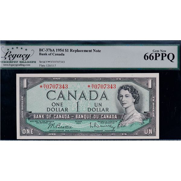 1954 $1 BC-37bA #*N/Y0707343 LCG Superb Gem Uncirculated-66PPQ