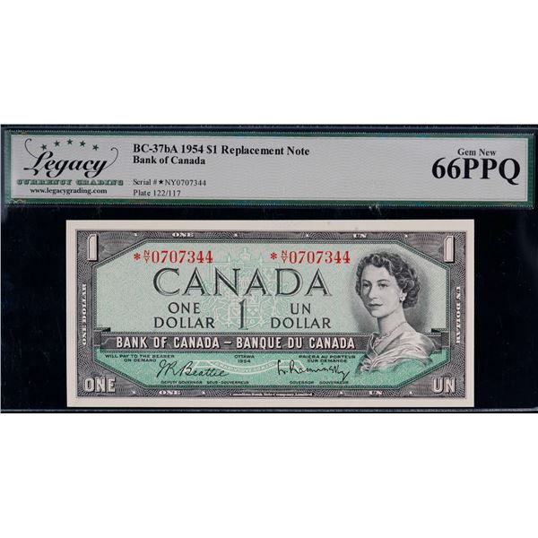 1954 $1 BC-37bA #*N/Y0707344 LCG Superb Gem Uncirculated-66PPQ