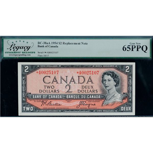 1954 $2 BC-38aA #*A/B0025107 LCG Gem Uncirculated-65PPQ