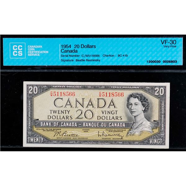 1954 $20 BC-41b #C/W5118566 CCCS Choice Very Fine-30