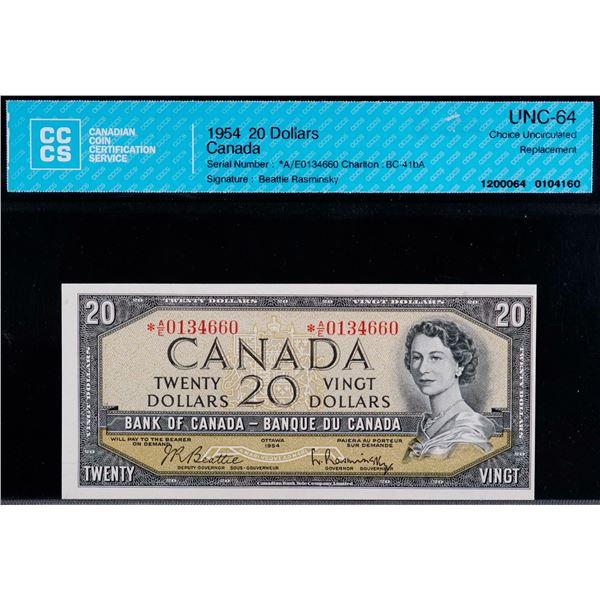 1954 $20 BC-41bA #*A/E0134660 CCCS Very Choice Uncirculated-64