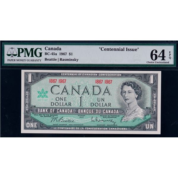 1967 $1 "Centennial note" 1867-1967 BC-45a PMG Very Choice Uncirculated-64EPQ