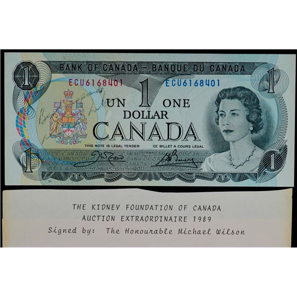 1973 $1 BC-46b #ECU6168401 & 405.  Lot of 2 notes offered in 1989 as part of the Kidney Foundation o