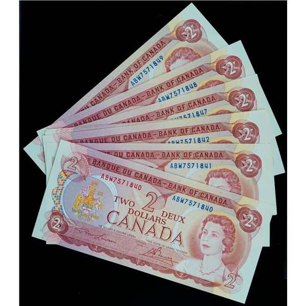 1974 $2 BC-47a-i #ABW7572840-1849, Lot of 50 consecutive notes.  All Unc to Gem Unc.