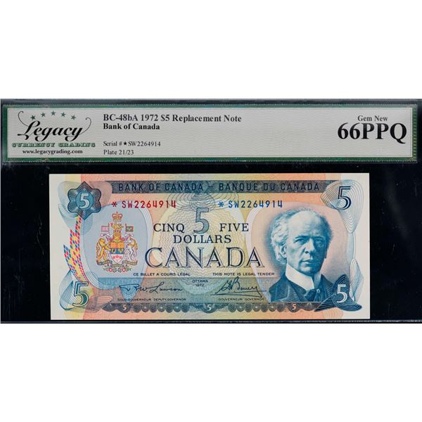1972 $5 BC-48bA #*SW2264914 LCG Superb Gem Uncirculated-66PPQ