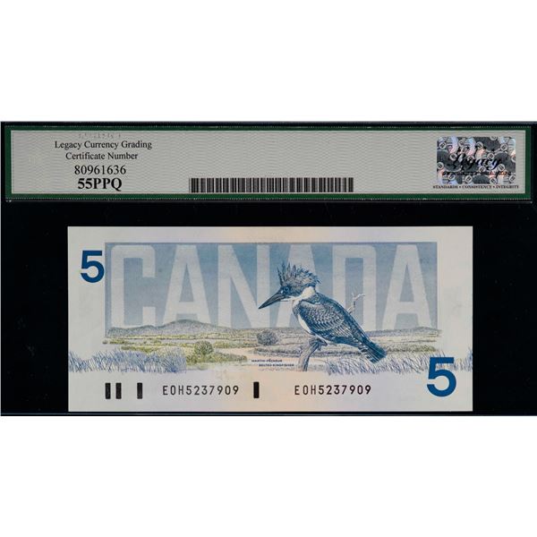 1986 $5 BC-56a #EOH5237909 "Blue Back Plate #" LCG Choice About Uncirculated-55PPQ