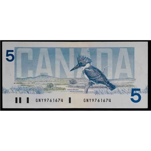 1986 $5 BC-56c #GNY9761674 "Bonin-Thiessen" EF-AU, Scarce!