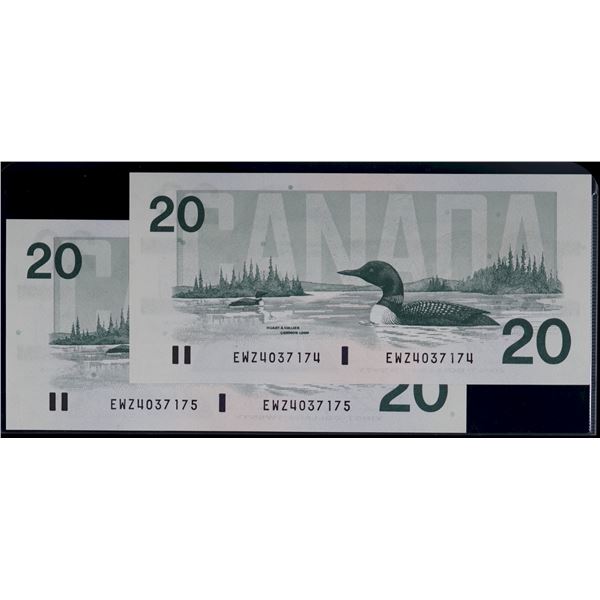 1991 $20 BC-58d #EWZ4037174.  Both notes Choice Unc. Or better.