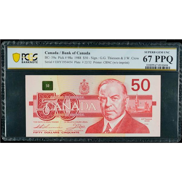 1988 $50 BC-59a #EHY1954454-455.  Lot of 2 consecutive notes PCGS Superb Gem Uncirculated-66PPQ &67P