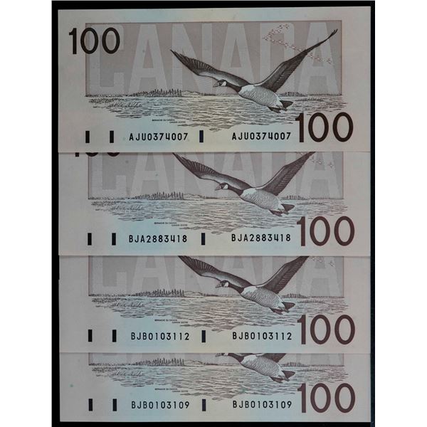 1988 $100 BC-60a  Uncirculated, Lot of 4 notes.