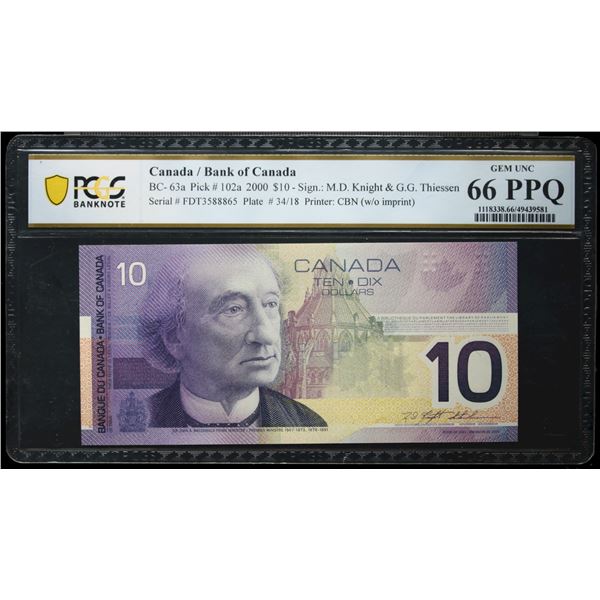 2000 $10 BC-63a #FDT3588865 PCGS Superb Gem Uncirculated-66PPQ
