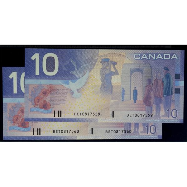 2004 $10 BC-63c #BET0817559-560 Both notes Choice Unc. Or better.
