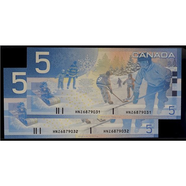 2004 $5 BC-62bA #HNZ6879031-032 Both notes Choice Unc. Or better.