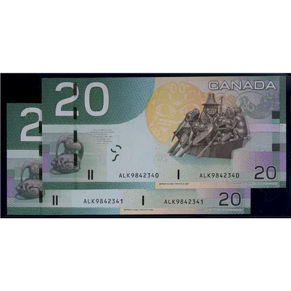 2005 $20 $BC-64aA #ALK9842340-341 Choice Unc. Or better.