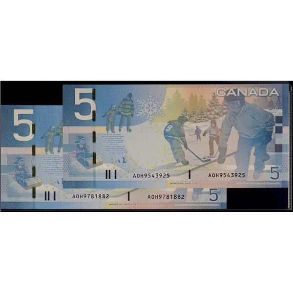 2006 $5 BC-67aA #AOT9781882 & #AOH954925 Both notes Choice Unc. Or better.