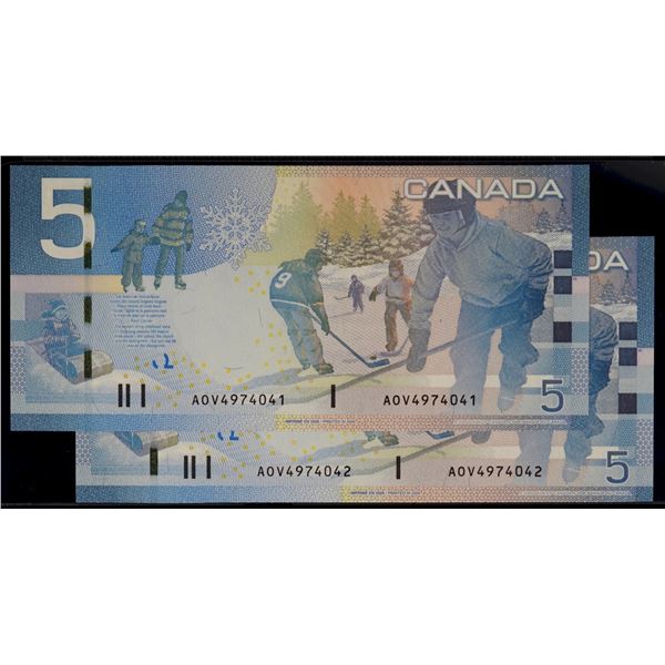 2006 $5 BC-67aA #AOV4974041-042 Both notes Choice Unc. Or better.