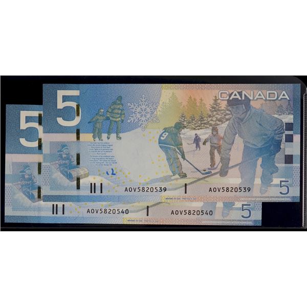 2006 $5 BC-67aA #AOV5820539-540 Both notes Choice Unc. Or better.